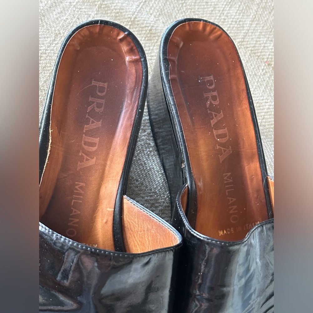 Prada Genuine Leather Platform Slip on Pip Toe Shoes Milano Italy Worn gently - Picture 8 of 10